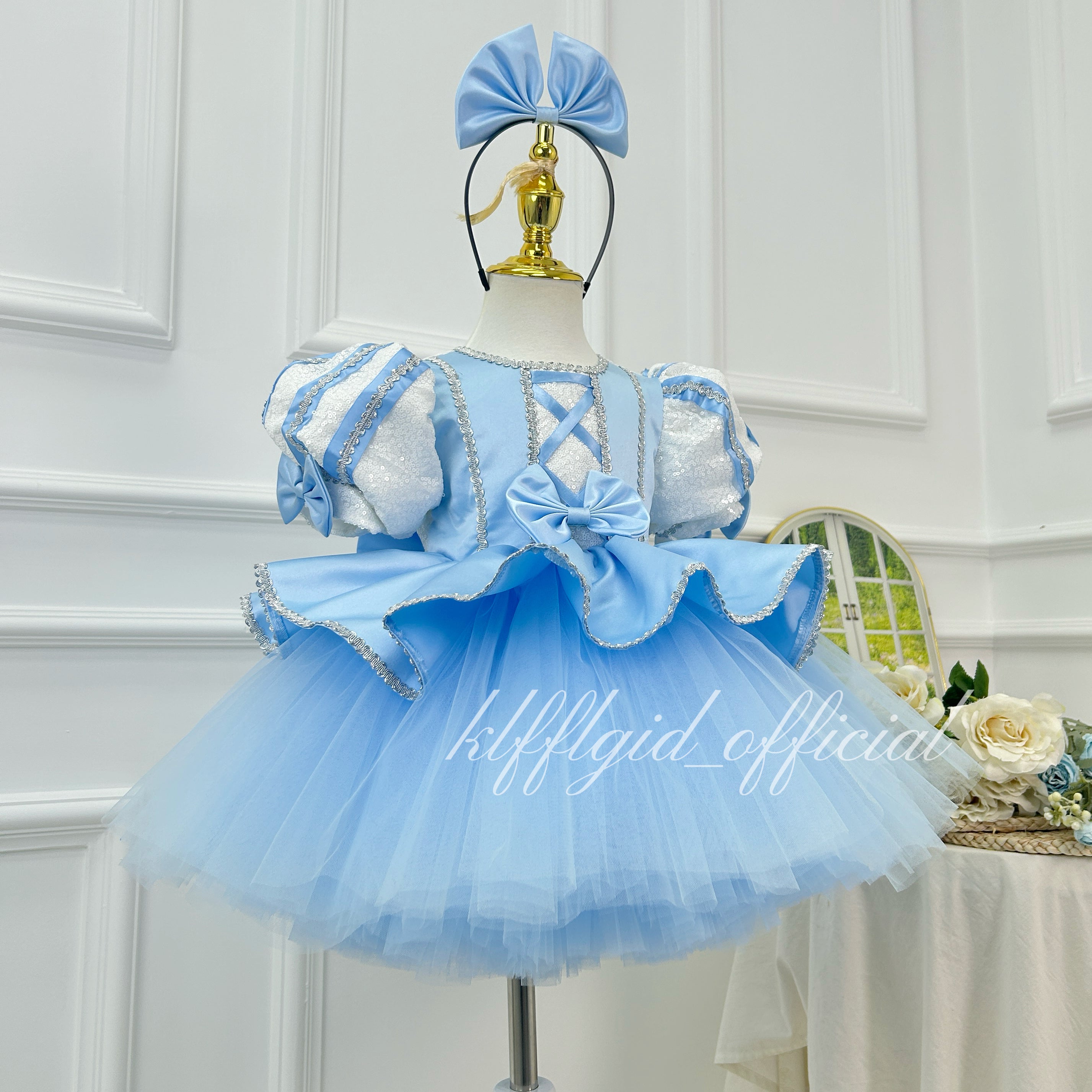 Girls Princess Dress Sequins Flower Girl Photoshoot Party Birthday Gown | KLFFIGID