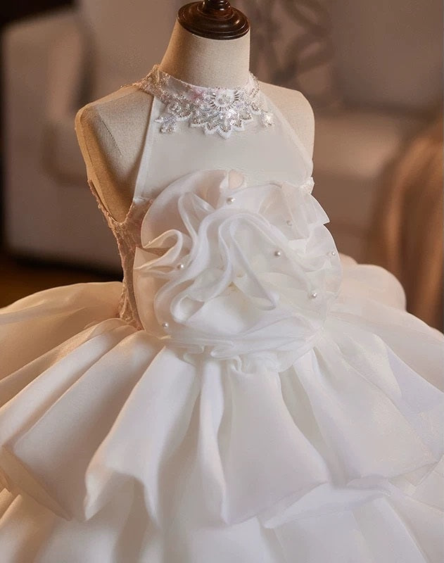 3-16 years old Girls Summer Princess Dress Lace Tulle Floral Birthday Party Dress