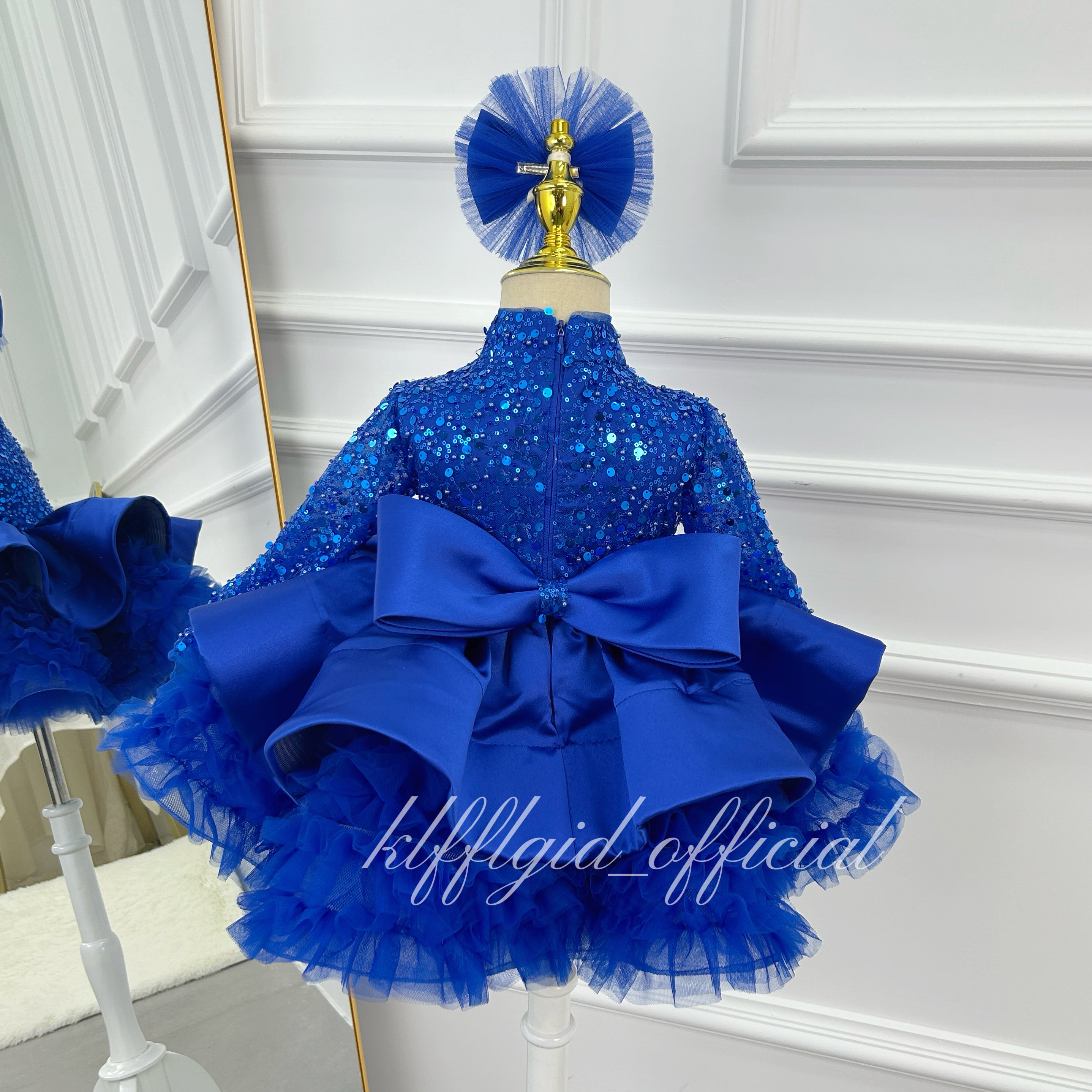Sparkly Long Sleeve Baby Girl Birthday & Flower Girl Dress | KLFFIGID