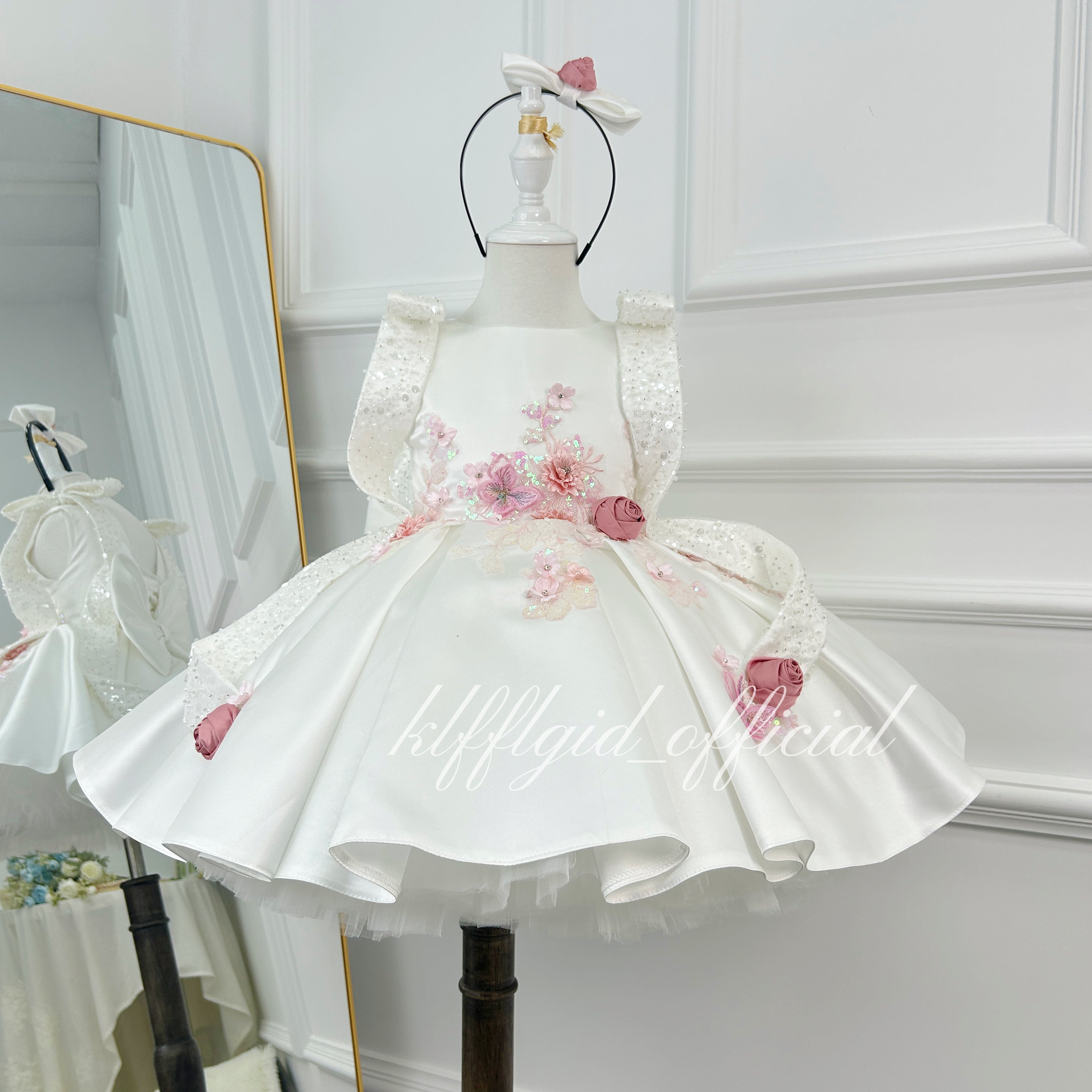 Baby Birthday 3D Floral Dress & Wedding flower girl Dress | KLFFIGID