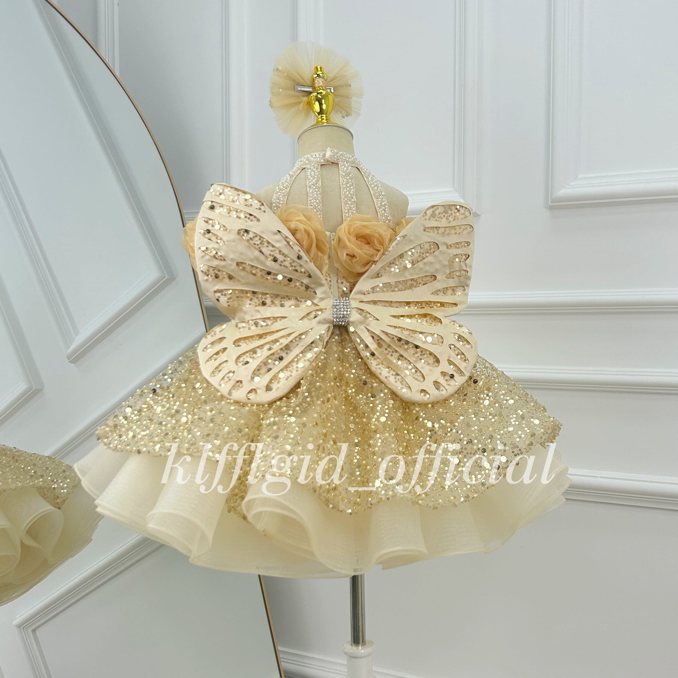 Baby Birthday Dress Pageant gown with a large bow｜KLFFIGID