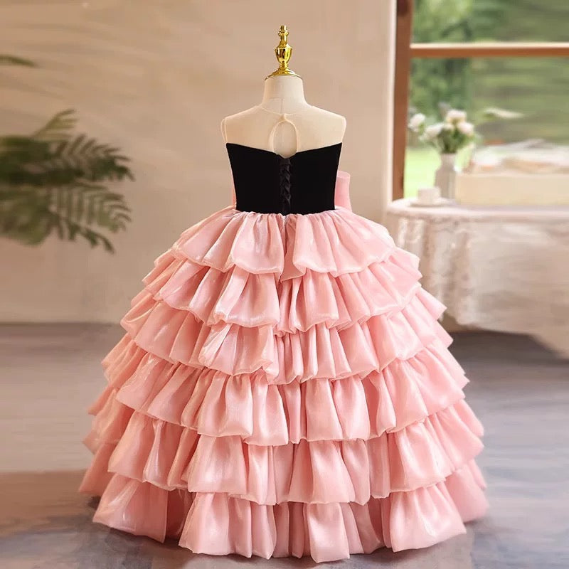 Sleeveless birthday party girl princess dress, baby girl cake dress, stage performance evening dress, girl dress, photo shoot long dress