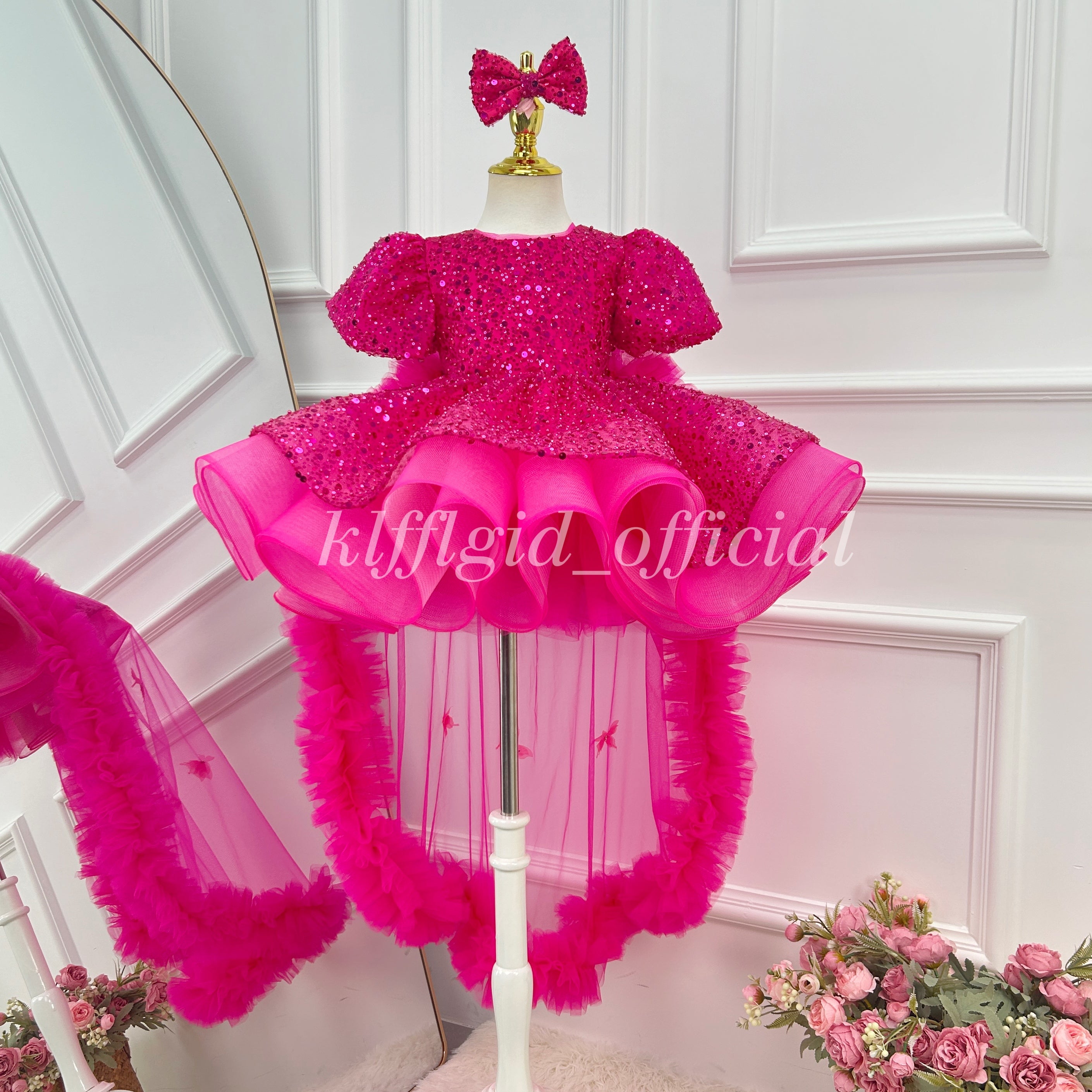 Sequin flower girl dress Toddlers Birthday dress Pageant attire   | KLFFLGID