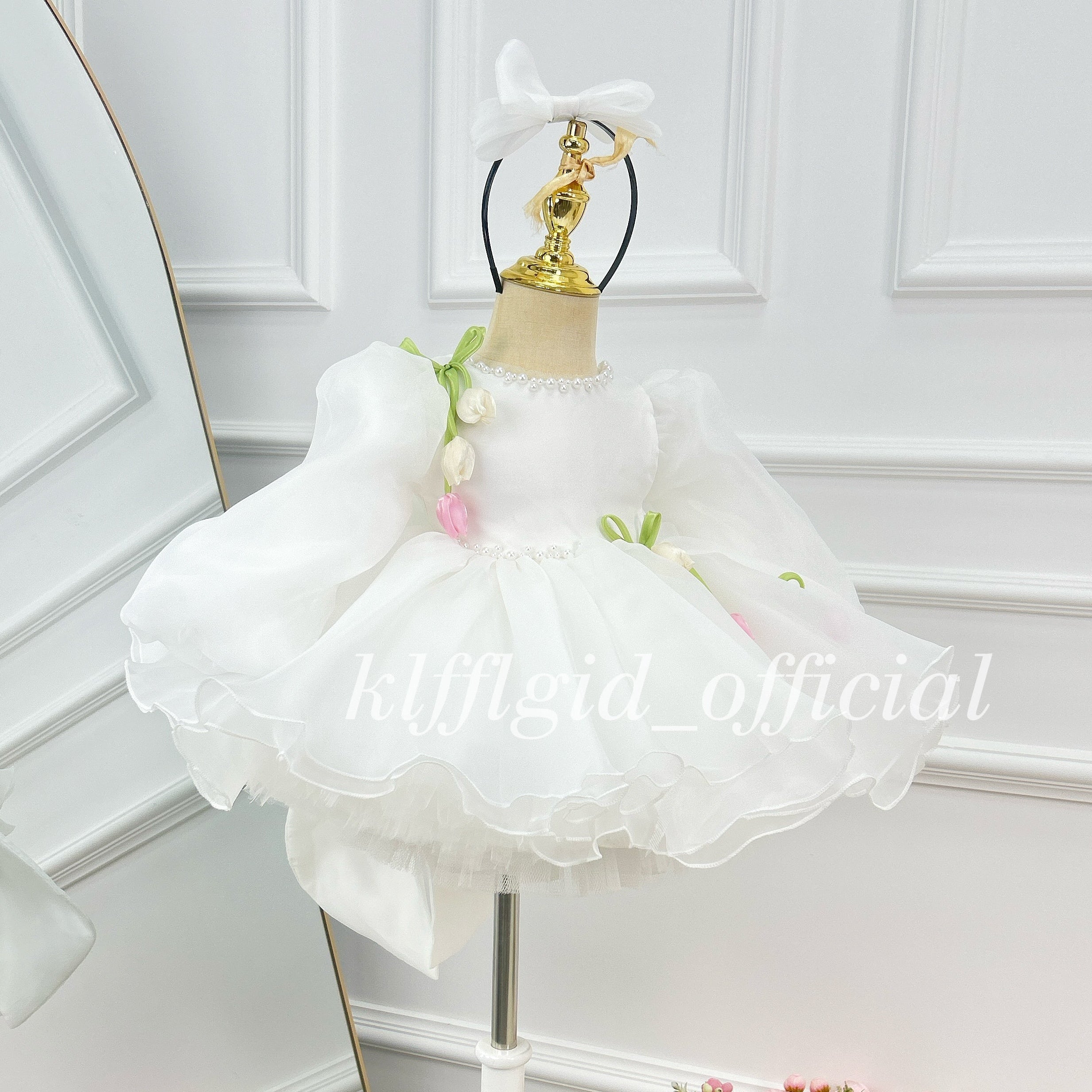 Baby Birthday Dress Stylish floral long-sleeve dress Wedding flower girl｜KLFFIGID
