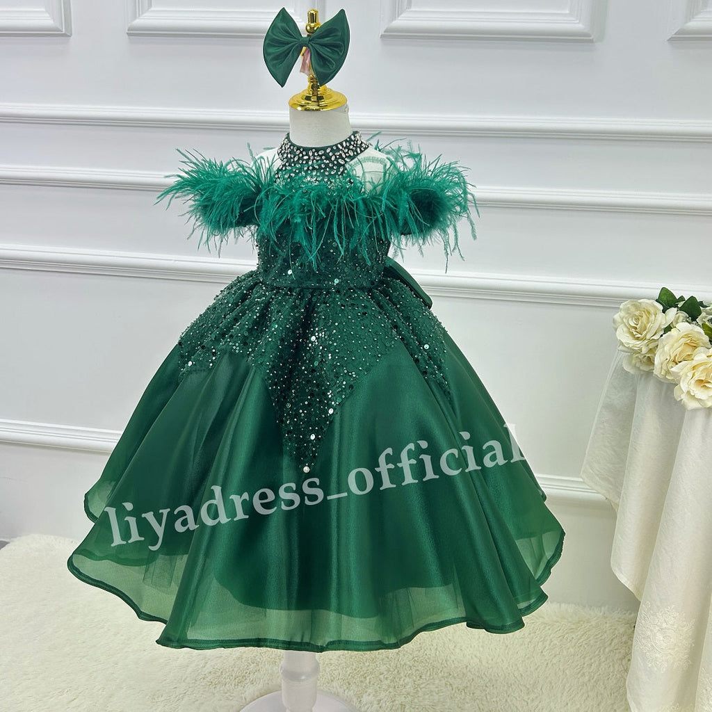 Girls dresses, green dresses, Christmas dresses, graduation party dance dresses, baby dresses, children's maxi dresses