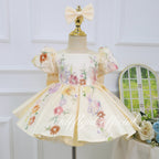 Girls Sequin Tulle Princess Dress 3D Floral Flower Girl Dress Baby's birthday outfit | KLFFIGID