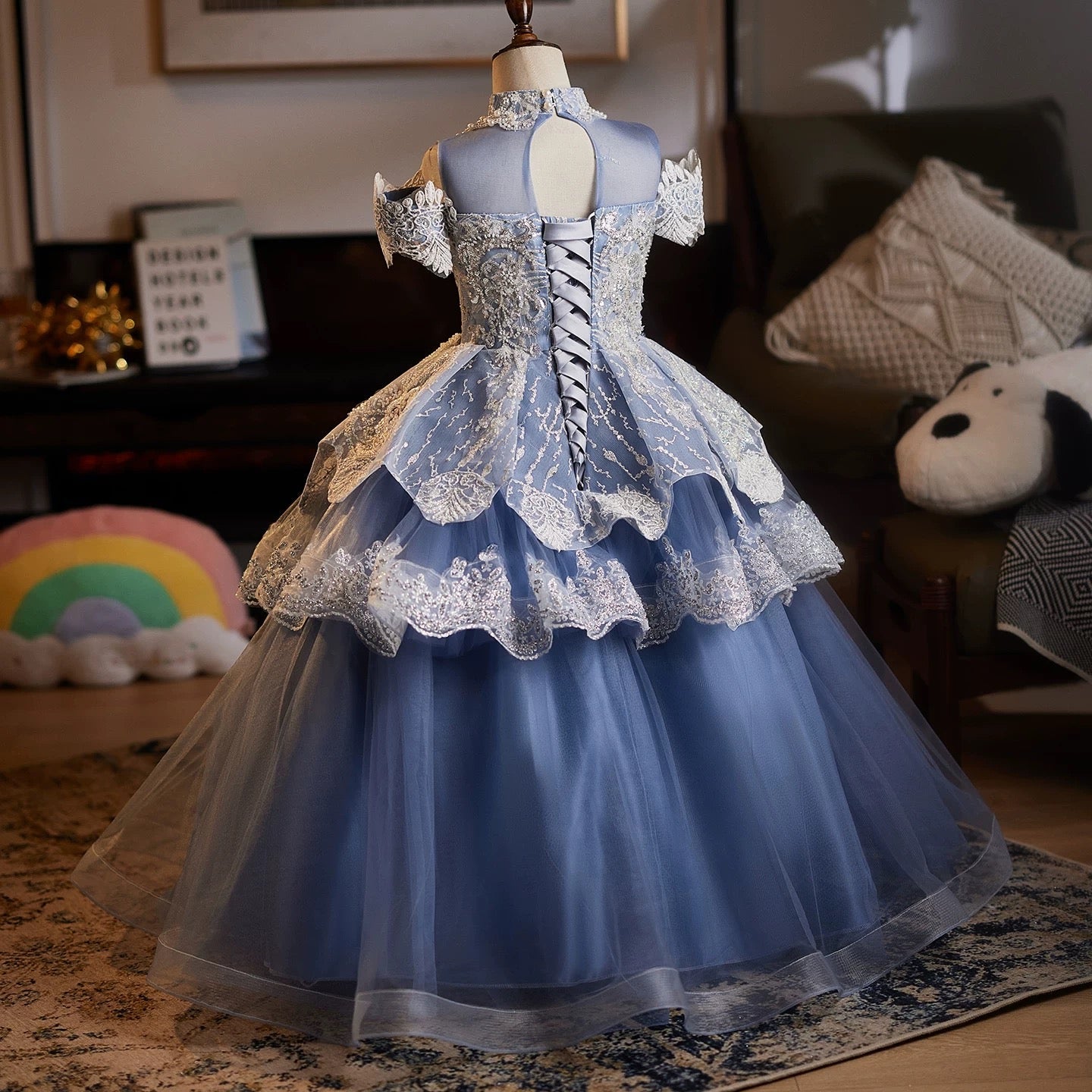 3-12 years old sparkling princess fantasy girl dress sparkling star fantasy glitter ball girl evening dress, girl dress