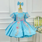 Girls Sequin Tulle Princess Dress 3D Floral Flower Girl Dress Baby's birthday outfit | KLFFIGID