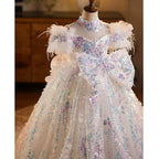 Children's sparkling evening dresses, elegant high-end stage performance dresses, wedding dresses for girls