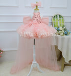 Baby Girl High Neck Sequin Birthday Flower Girl Dress with Train | KLFFLGID