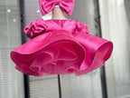 New Christmas Party Fluffy Puff Sleeve Girls Princess Dress