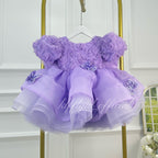Toddlers Birthday dress Rose blossoms Pageant gowns for girls Burgundy   | KLFFLGID