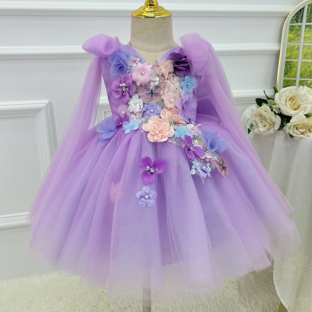 Baby dress embroidered green mesh birthday party girl princess dress