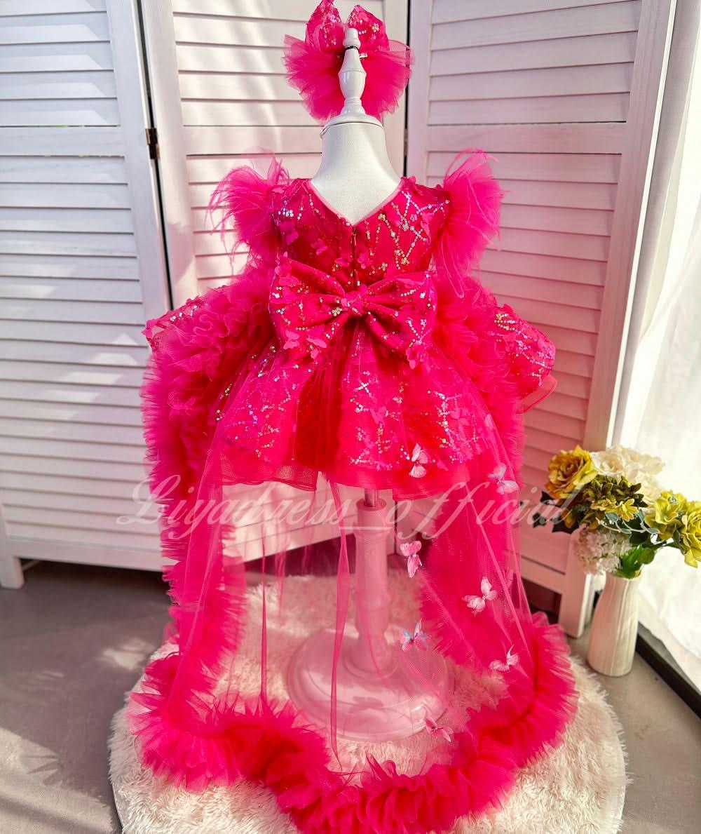 Baby First Birthday Bow Tail Princess Dress Party Frock | KLFFIGID