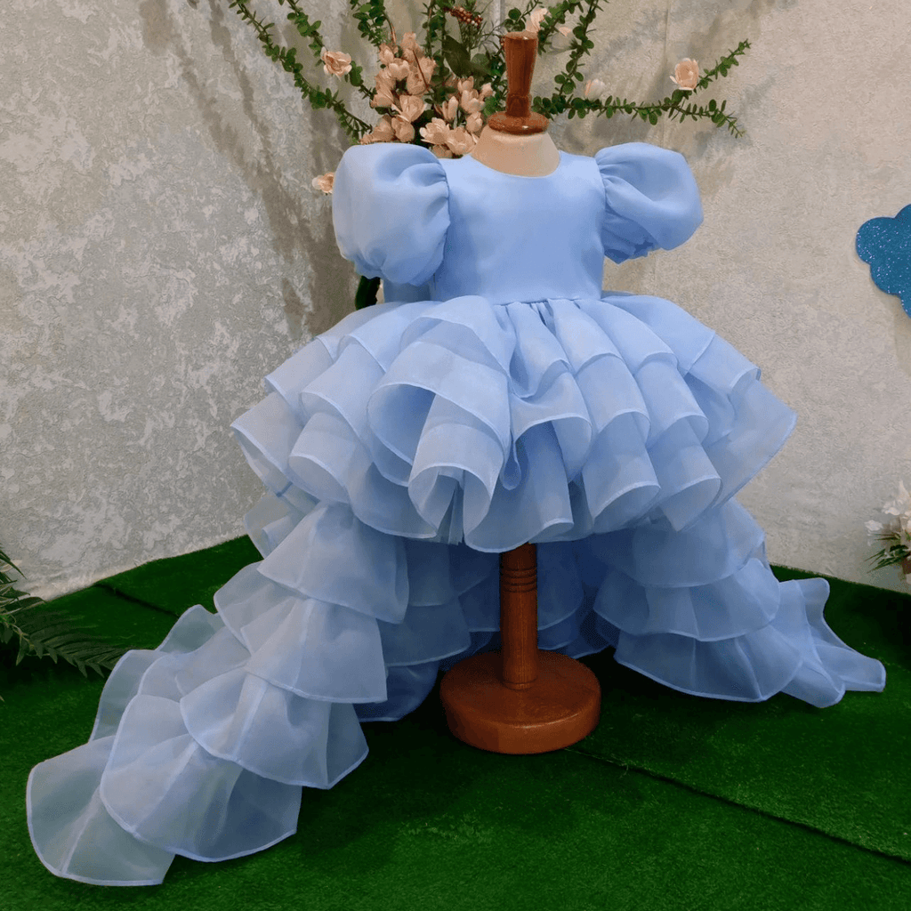Girls Puff Sleeve Tail Birthday Party Princess Dress 0-12 Years | KLFFIGID