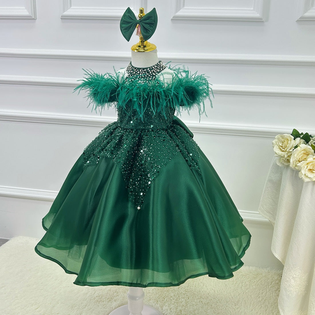 Girls dresses, green dresses, Christmas dresses, graduation party dance dresses, baby dresses, children's maxi dresses