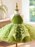 Elegant Halter-Neck Girls' Dress with a Train Cute birthday dress for baby | KLFFLGID