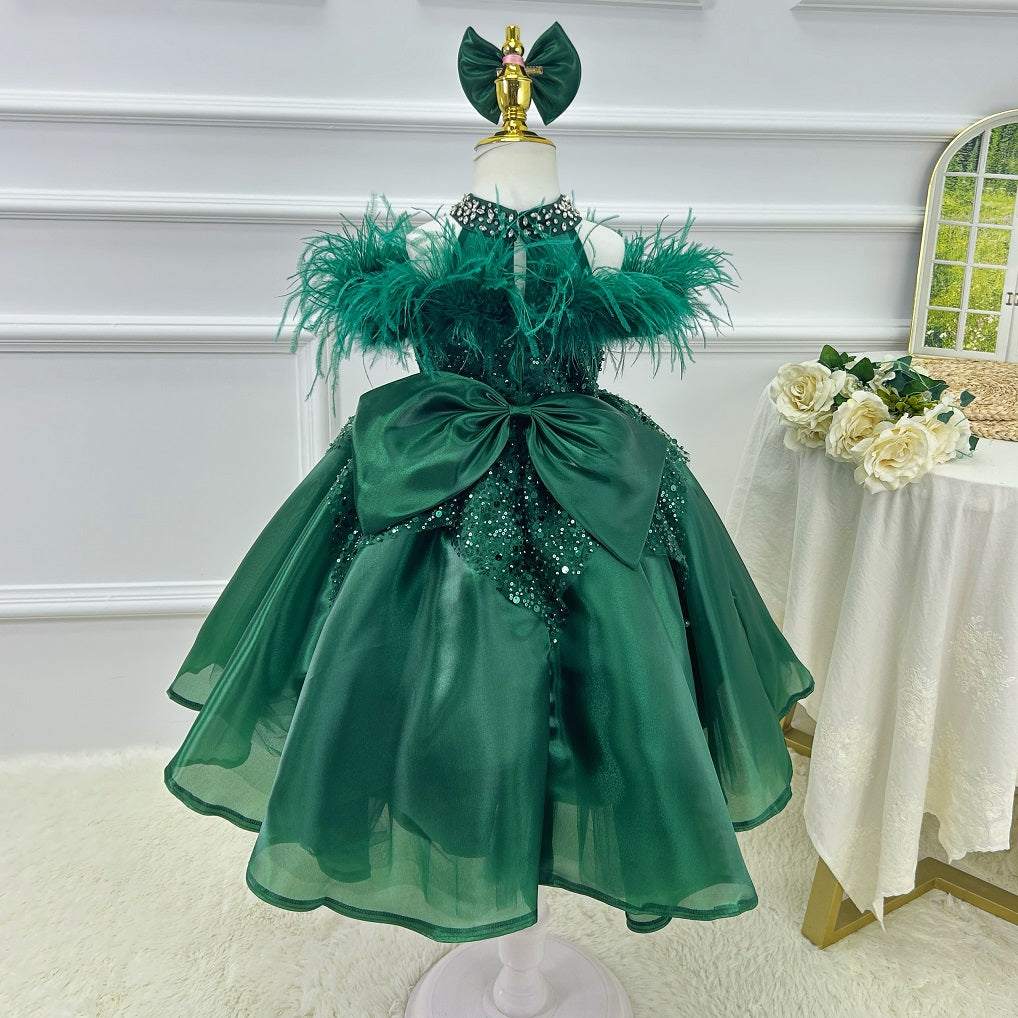 Girls dresses, green dresses, Christmas dresses, graduation party dance dresses, baby dresses, children's maxi dresses