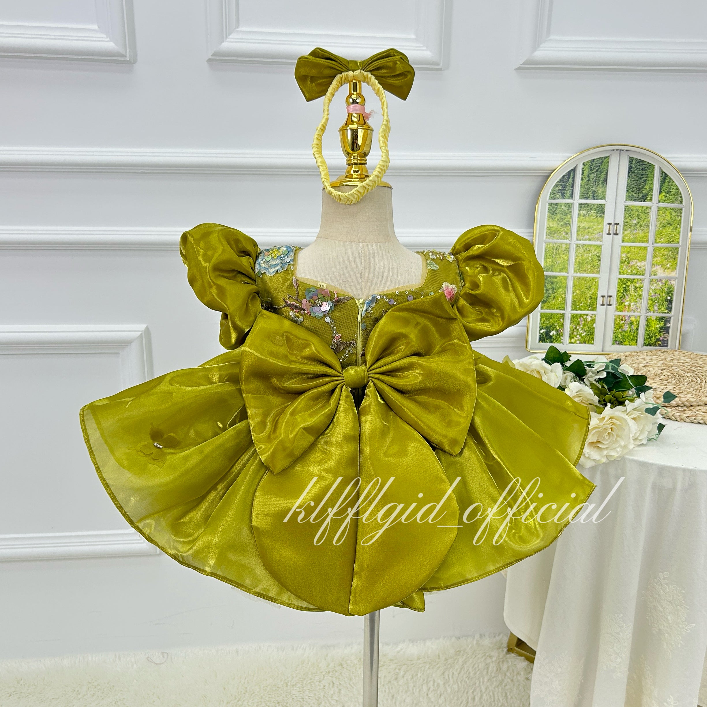 Baby's Birthday Dress Embroidered floral pageant dress for girls  | KLFFLGID