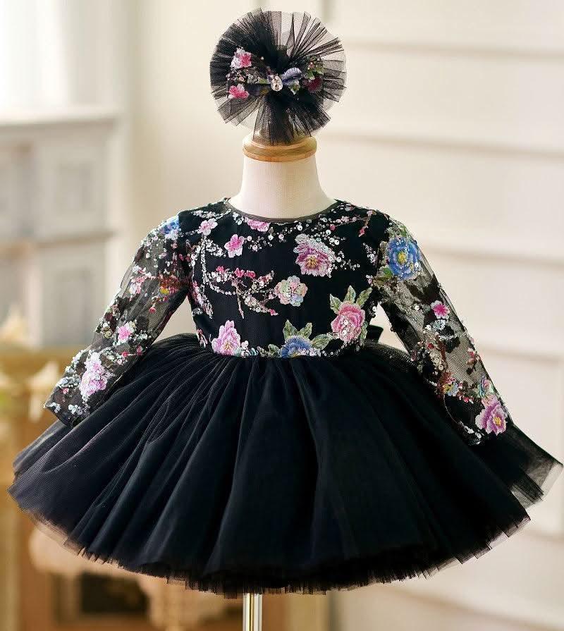 Girls Fluffy Embroidered Princess Dress Christmas Party Dress | KLFFIGID