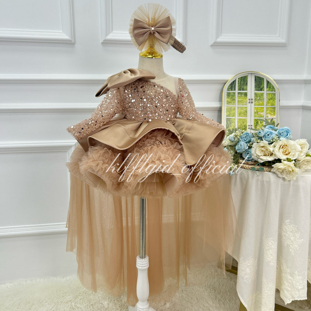 Baby 1st Birthday Luxury Sequin Dress for Little Girls | KLFFIGID