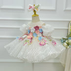Elegant 3D Floral Flower Girl Princess Dress for Weddings | KLFFIGID
