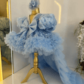 KLFFLGID Wedding flower girl elegant tailed baby's first birthday girl princess dress