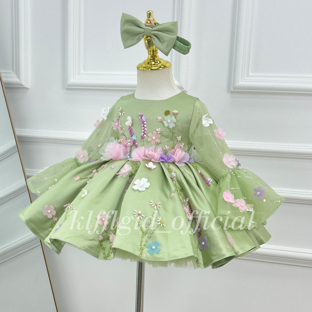 1-year-old baby birthday dress gorgeous Wedding flower girl dress Baby Party Frock | KLFFLGID
