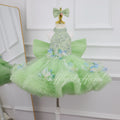 Baby Girl High Neck Sequin Birthday Flower Girl Dress with Train | KLFFLGID