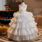 3-16 years old Girls Summer Princess Dress Lace Tulle Floral Birthday Party Dress