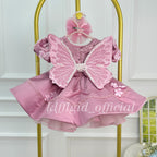 Luxury Large Bow Girls Couture & First Birthday Dress | KLFFLGID