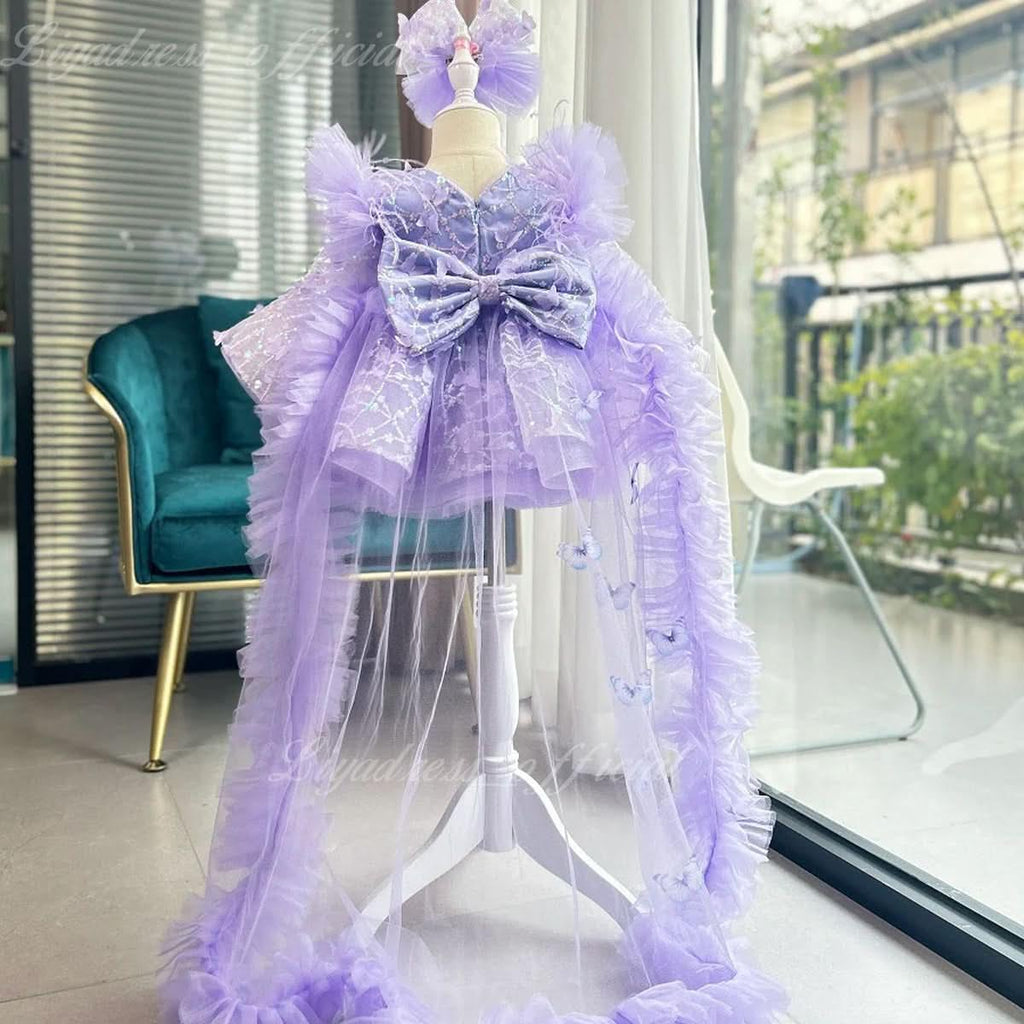 Butterfly Fluffy Princess Dress Long Sleeve Christmas & Birthday Outfit | KLFFIGID