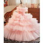 Girls' Elegant Princess Dress, Lace Tulle, Summer Wedding Dress, Party Girls' Princess Dress