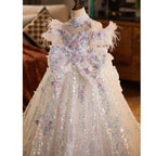 Children's sparkling evening dresses, elegant high-end stage performance dresses, wedding dresses for girls