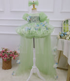 Floral Party Dress for Girls Green baby birthday dress | KLFFLGID