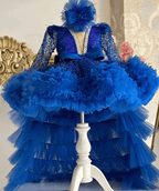 Girls Sequin Puff Sleeve Elegant Evening Party Dress | KLFFIGID