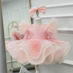 New Stage Performance First Birthday Sequined Long Sleeve Girls Dress
