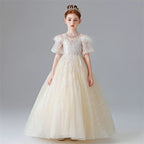3-12 years old children's dress rose temperament birthday party stage performance girl princess dress