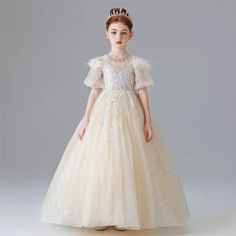3-12 years old children's dress rose temperament birthday party stage performance girl princess dress