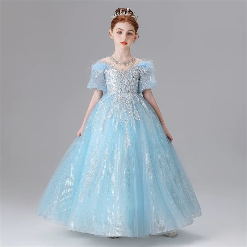 3-12 years old children's dress rose temperament birthday party stage performance girl princess dress