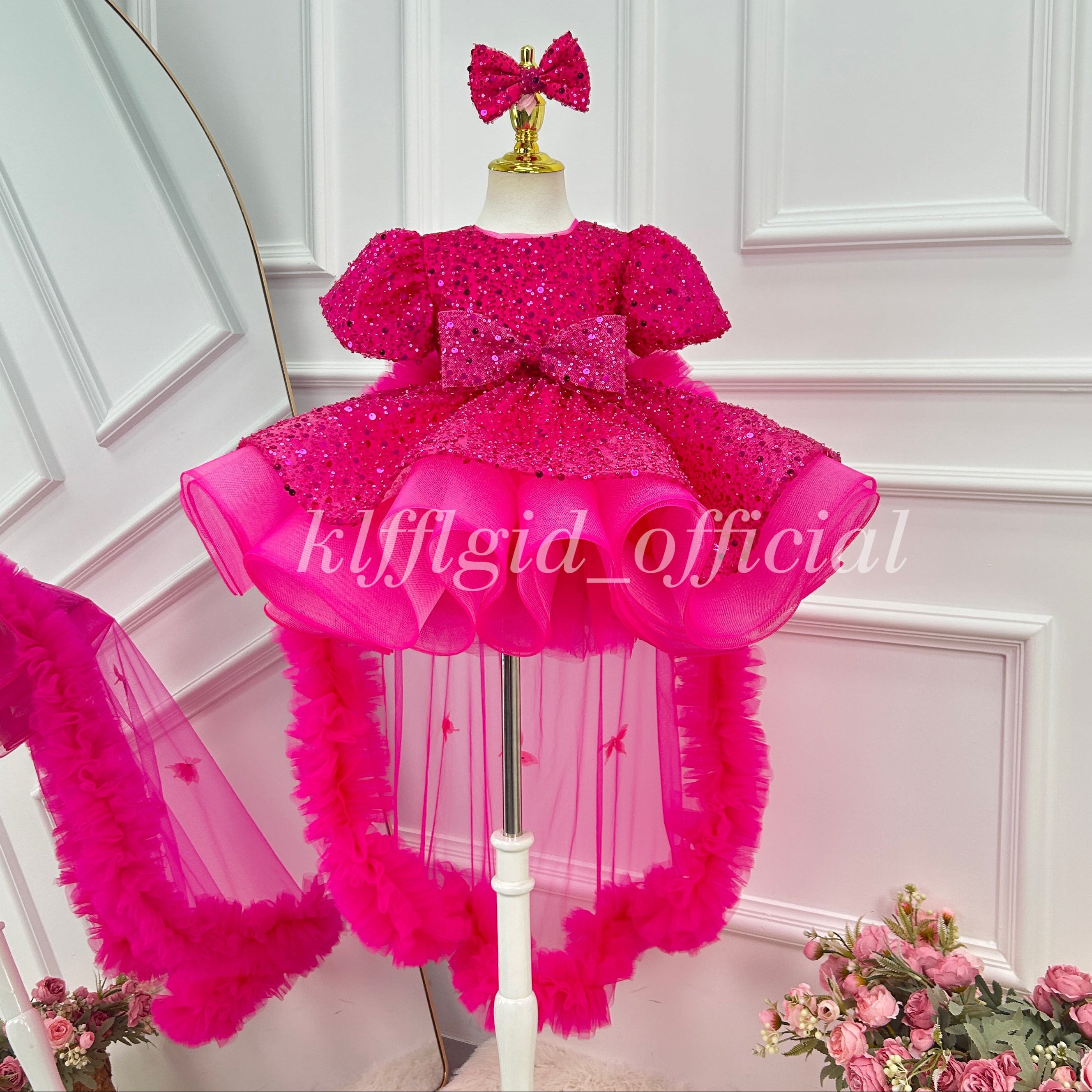 Sequin flower girl dress Toddlers Birthday dress Pageant attire   | KLFFLGID