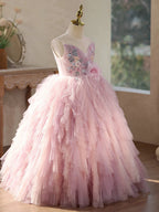 Girls' ballet dresses, children's long dresses, princess dresses for wedding flower girls aged 3-12, birthday dresses
