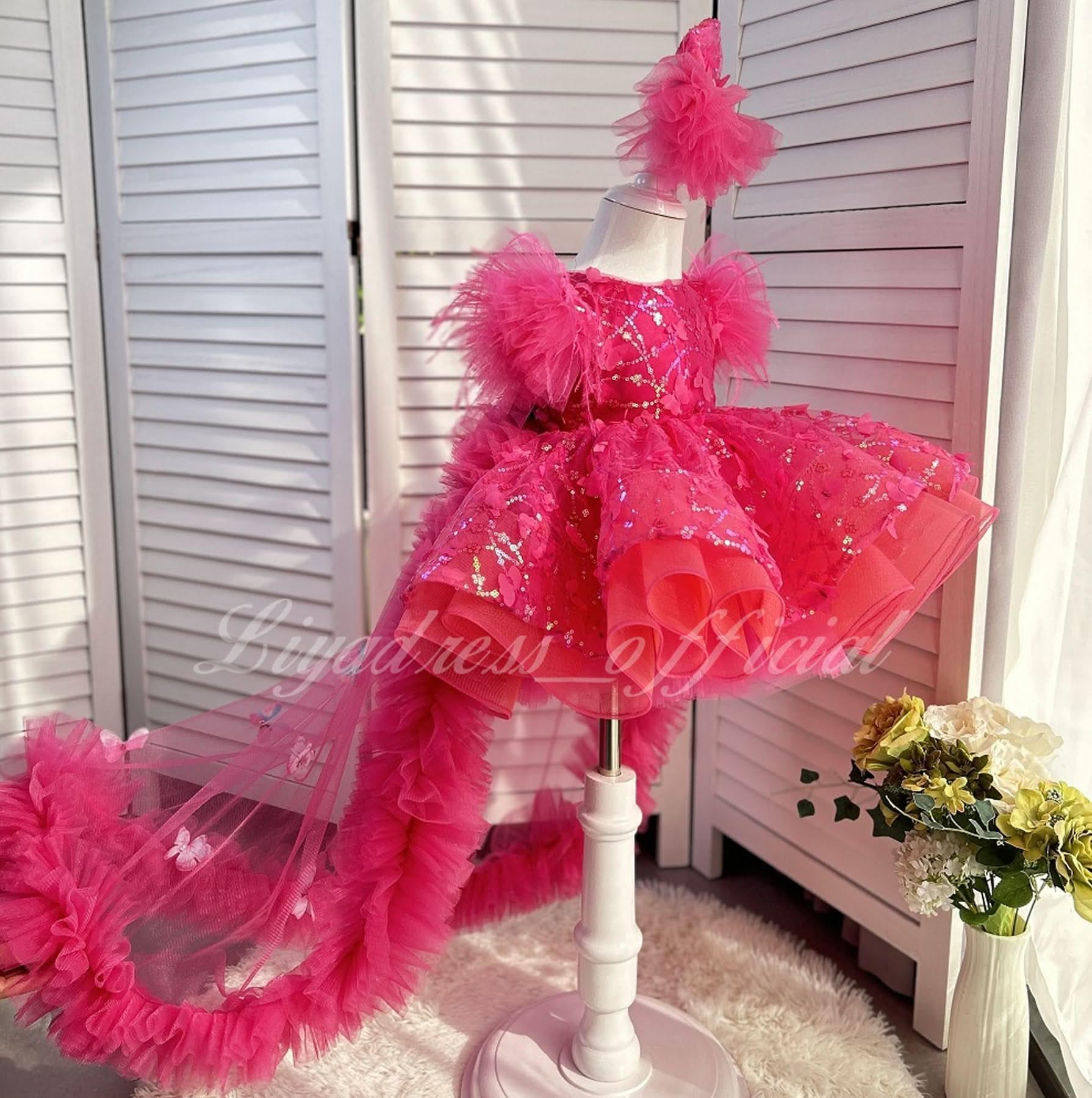 Baby First Birthday Bow Tail Princess Dress Party Frock | KLFFIGID