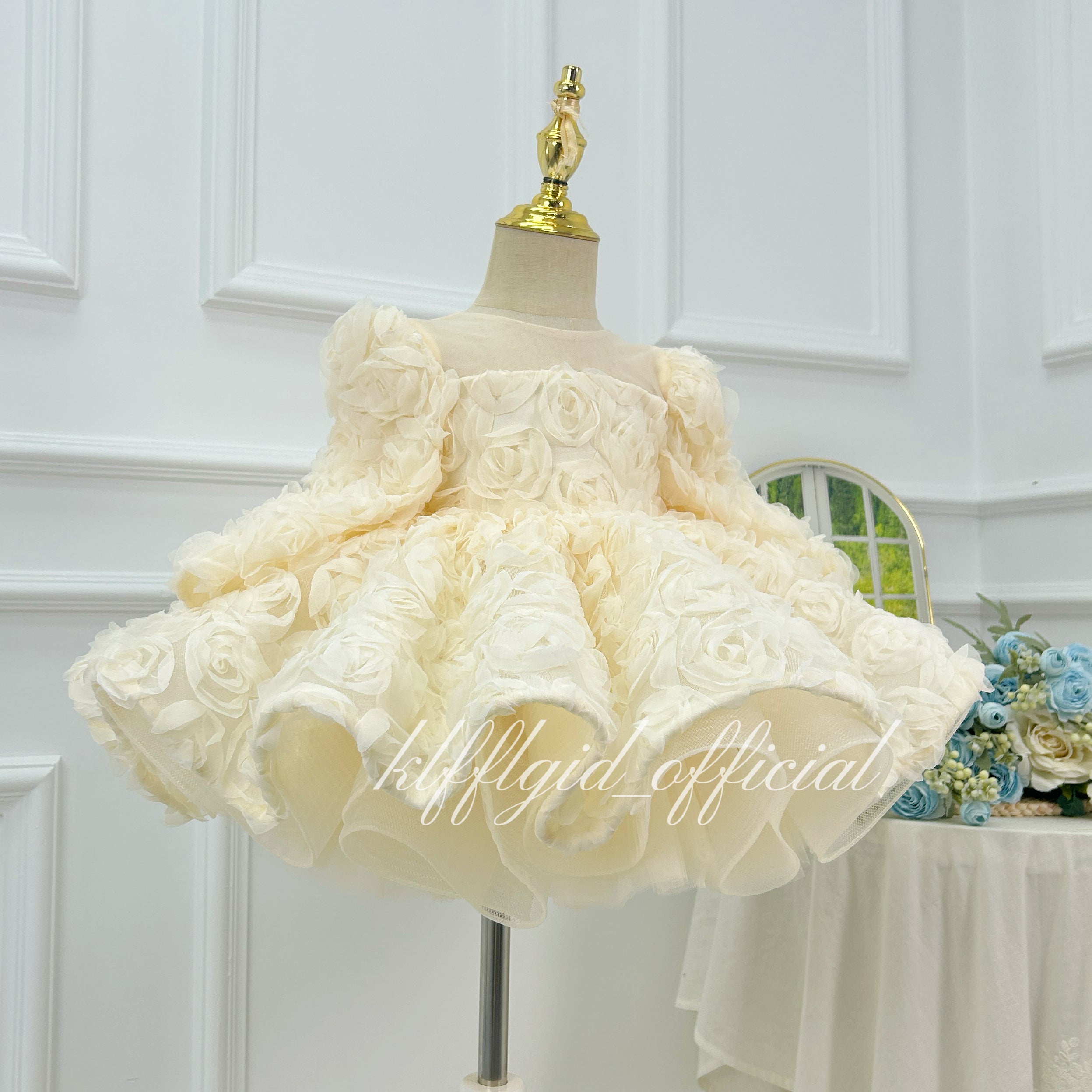 Floral 1st Birthday & Wedding Flower Girl Pageant Dress | KLFFIGID