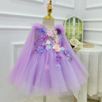 Baby dress embroidered green mesh birthday party girl princess dress