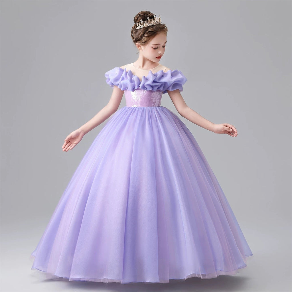 Girls party dress. Pearl sequin one-shoulder maxi dress, suitable for special occasions, evening dresses, Christmas red dresses for girls