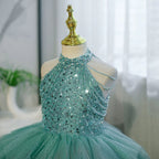 3-12 years old sequined elegant girl's dress with train, stage performance evening dress, birthday party girl princess dress girl pageant dress