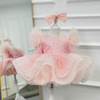 New Stage Performance First Birthday Sequined Long Sleeve Girls Dress