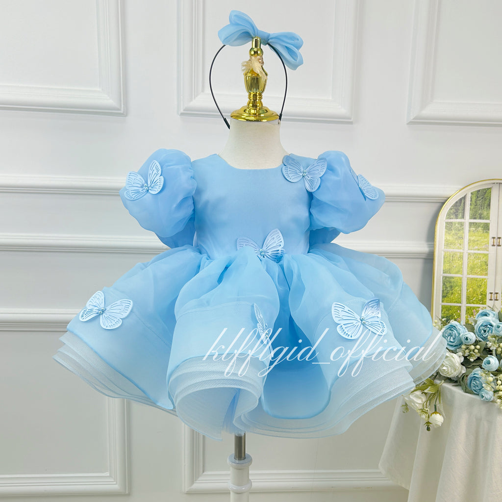Baby 1st Birthday Tulle Dress with Large Bow for Pageant | KLFFIGID