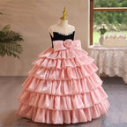 Sleeveless birthday party girl princess dress, baby girl cake dress, stage performance evening dress, girl dress, photo shoot long dress